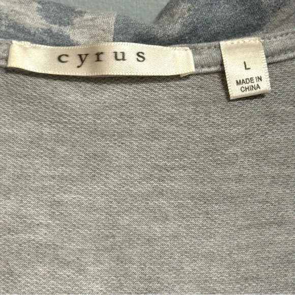 CYRUS Long Open Blue Gray Tie Dye Effect Hooded Sweatshirt Jacket Size Large - Picture 6 of 8